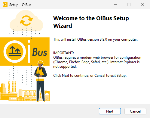 Installer welcome screen