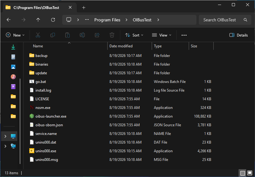 Installer result binary folder
