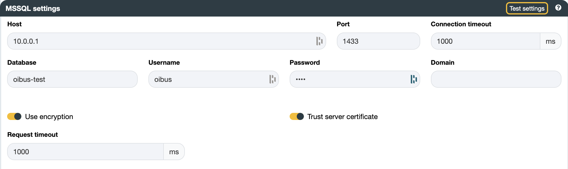 OPCUA settings