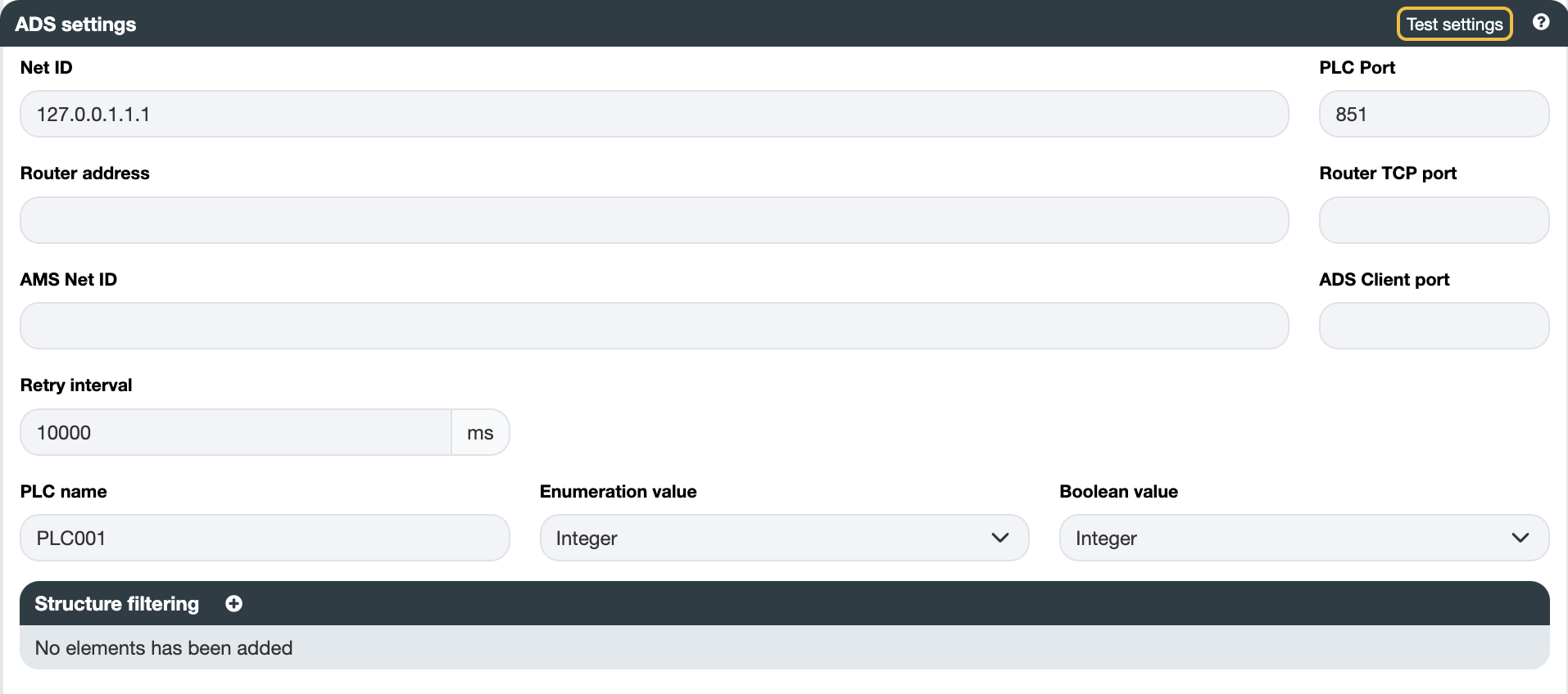 Twincat local settings