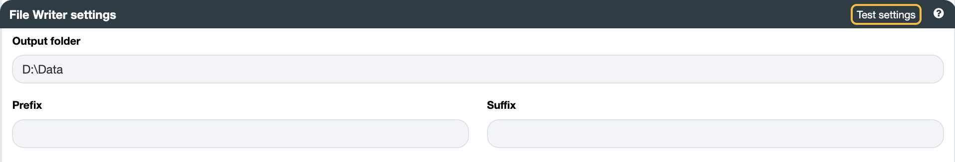 File writer settings