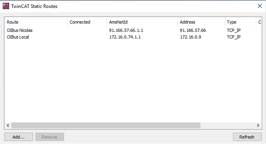 TwinCAT Static Routes tool